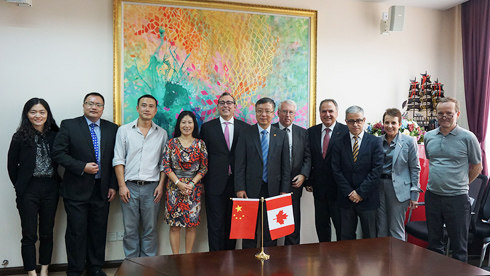 Group photo of staff from East China Normal University (ECNU), University of Guelph (UoG), and University of Guelph-Humber (UofGH)