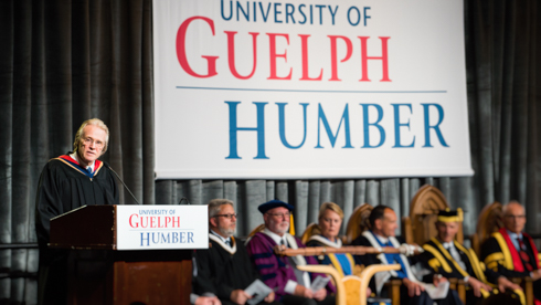 Hugh Lambe speaking during convocation