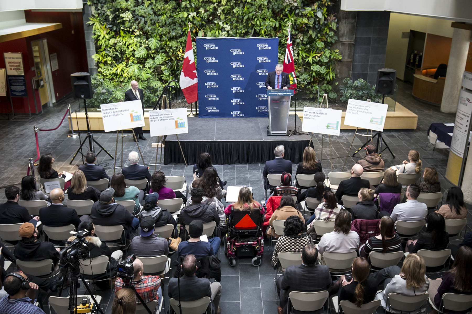 UofGH students and staff gathered for the announcement