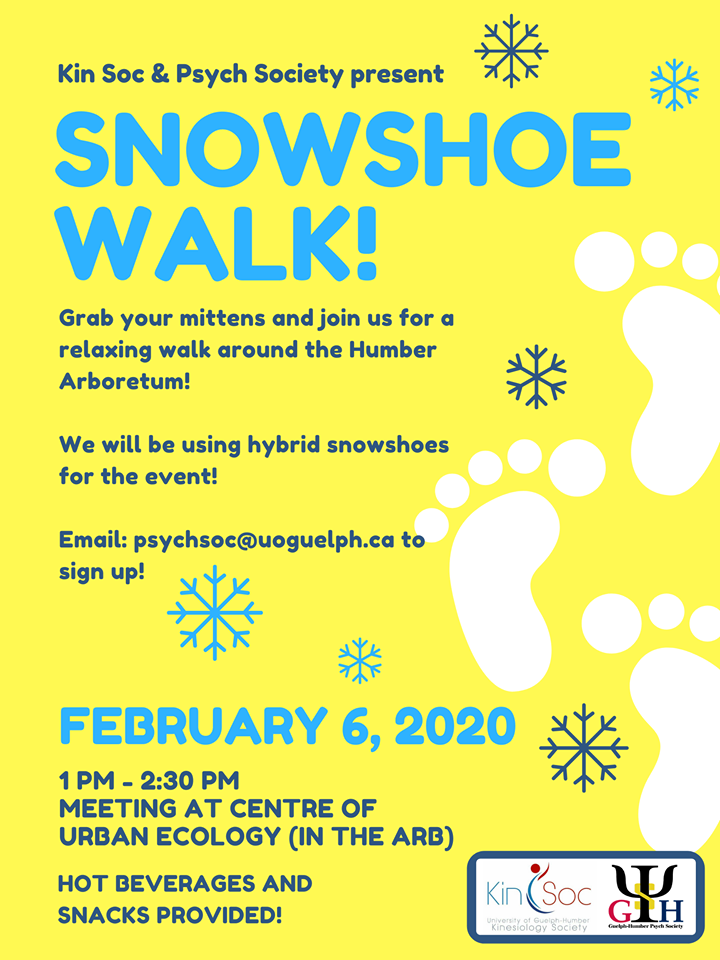 Text that reads: Snowshoe Walk