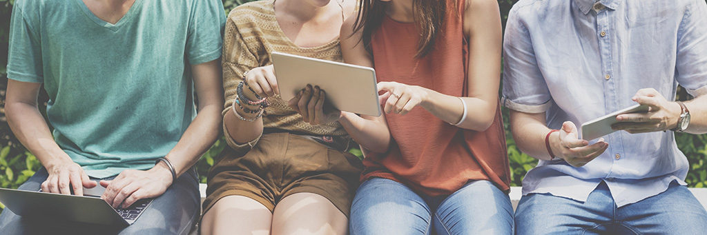 Students using mobile devices