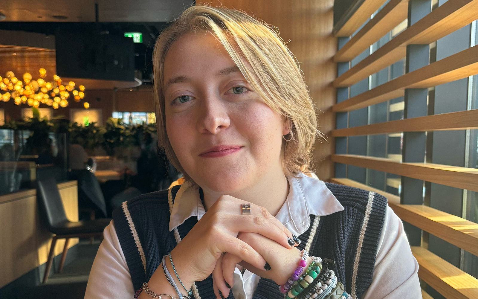 woman with short blonde hair