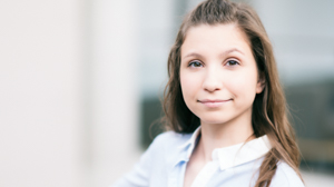 Andreea Sindiescu smiles on campus