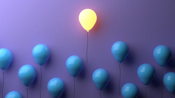 Text that reads: One bright balloon