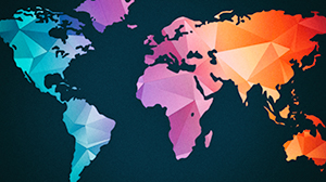 A colourful map of the world