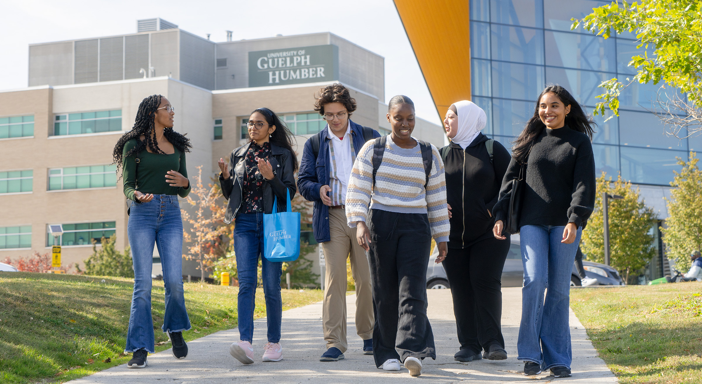 students in front of guelph-humber building