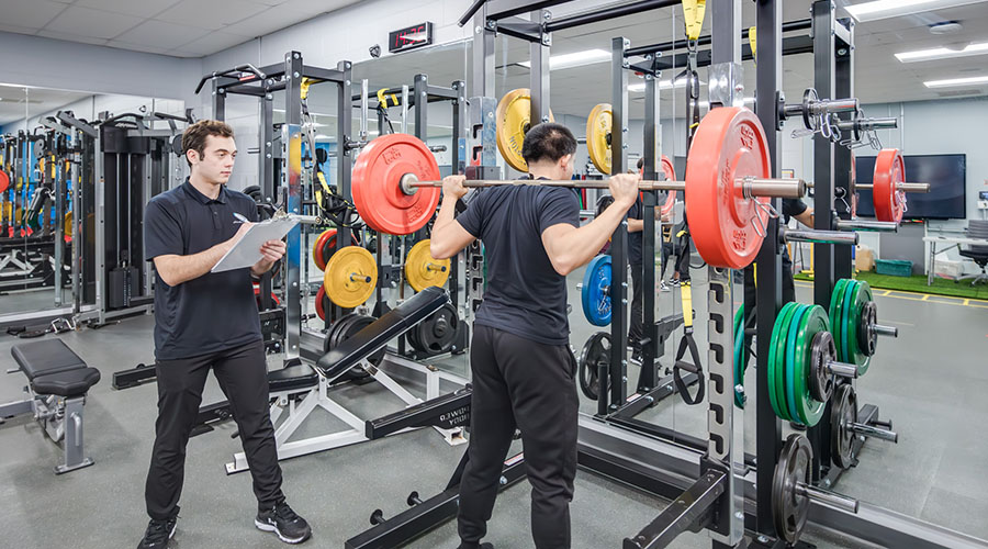 Fitness Assessment Fitness test with student lifting weight