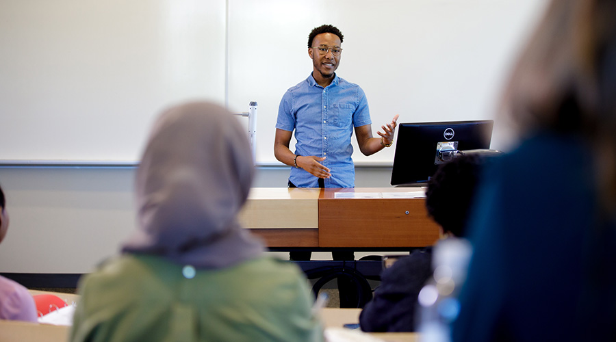 Presentation Speaker at front of class