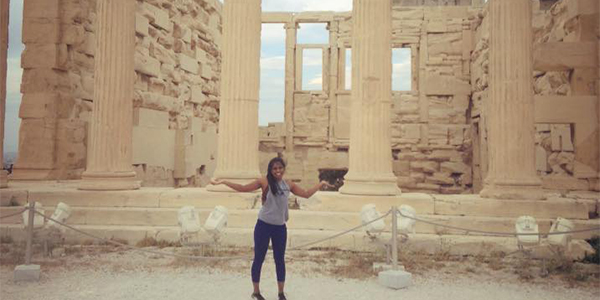 Student Student standing in front of Greek ruins