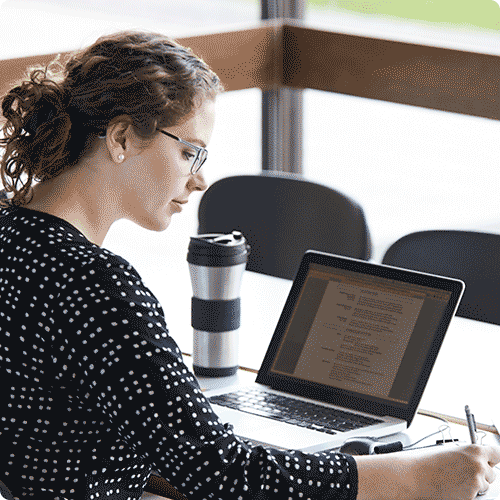 Female professional studying online