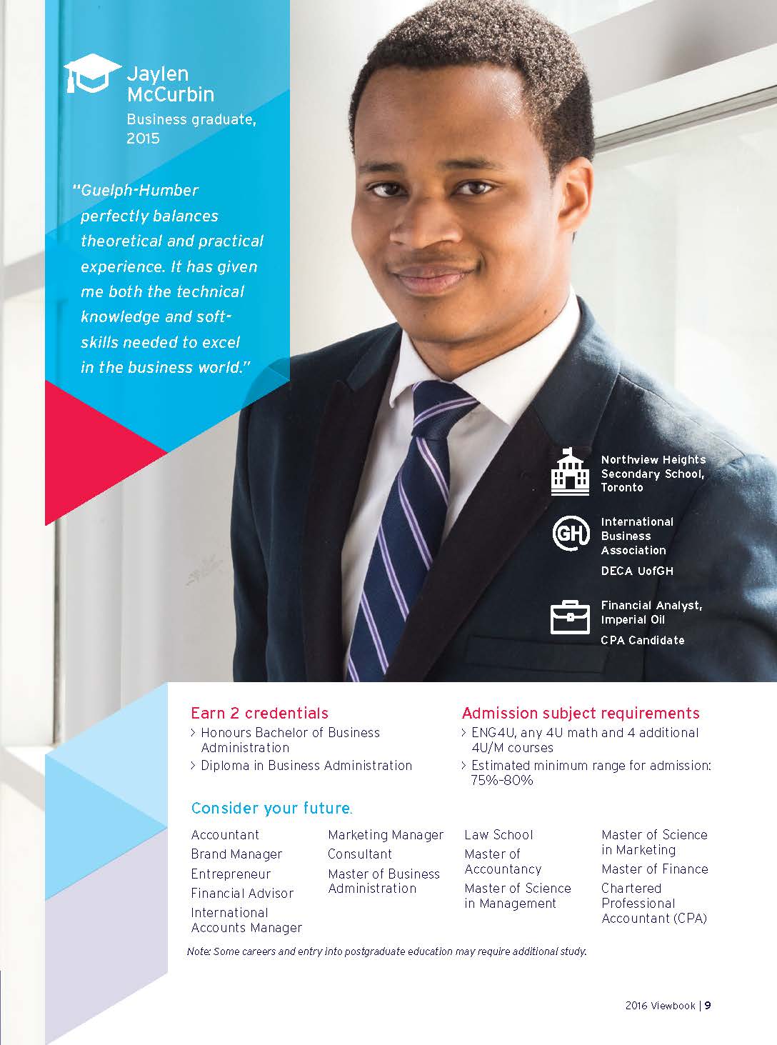 Profile of Jaylen in 2016 UofGH Viewbook