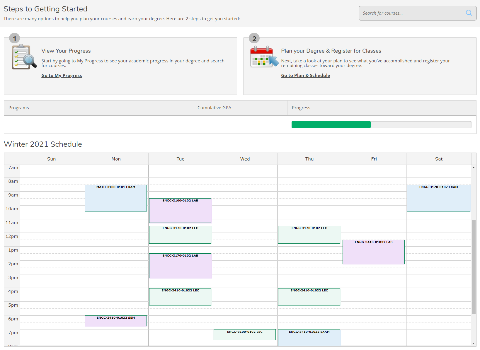 Student Planning Timetable Screenshot