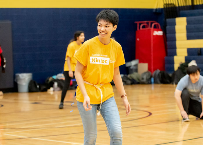 Student in gymnasium