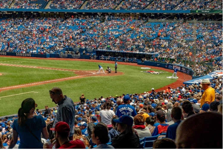Crowd watching a baseball game