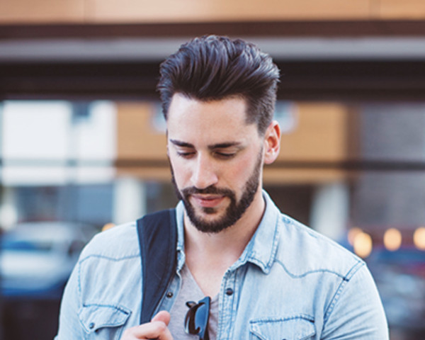 Student looking at mobile phone