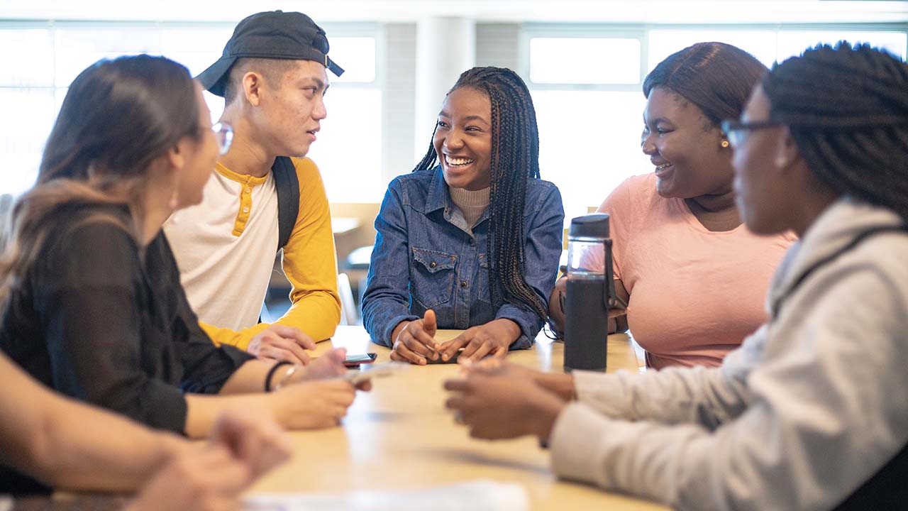 group of students talking