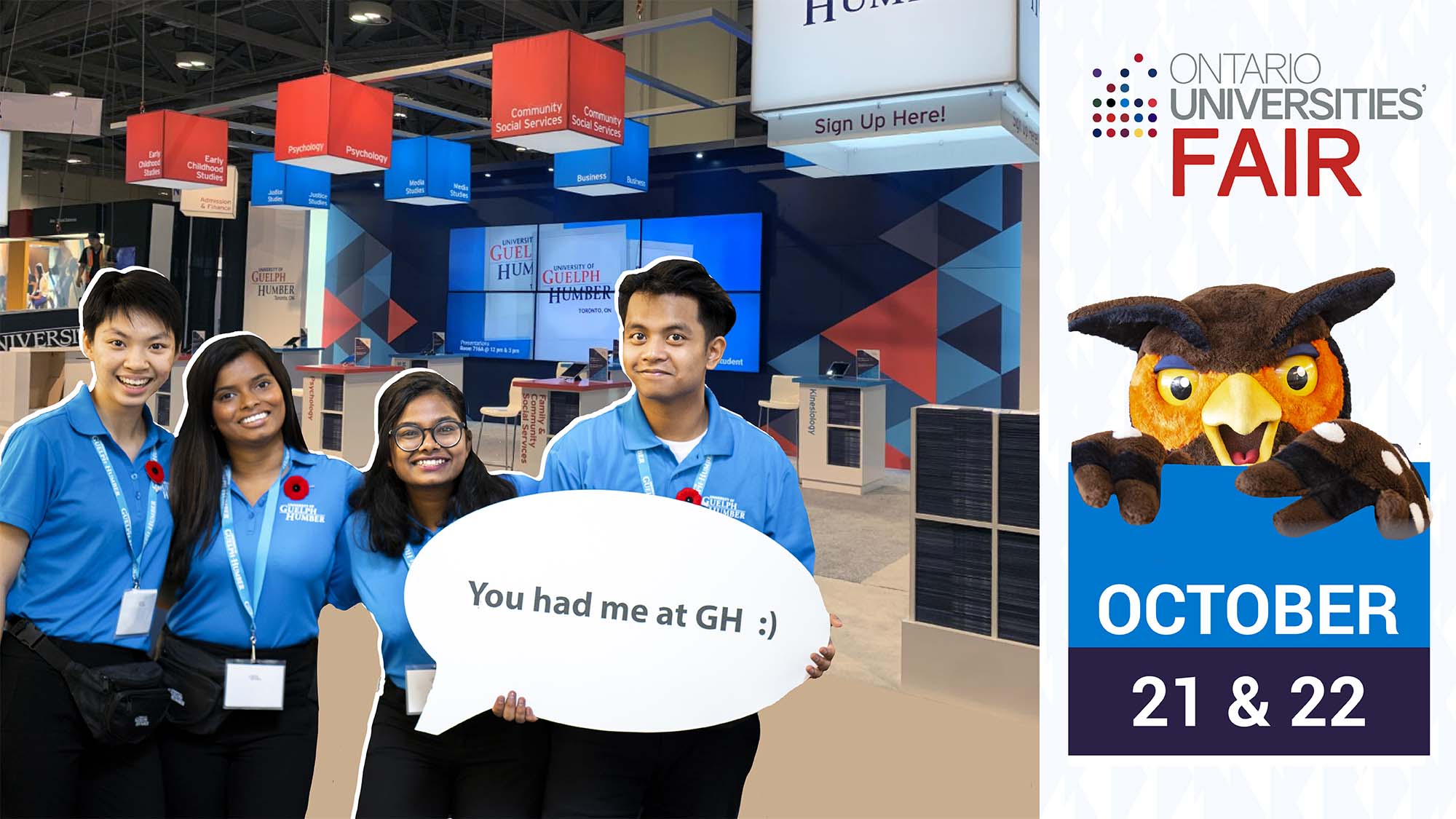 Student with 'You had me at GH' sign