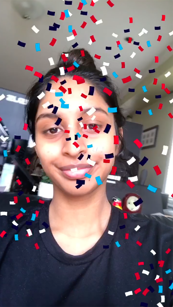 Student selfie with confetti