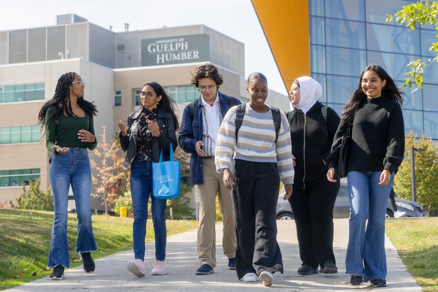 students in front of guelph-humber building