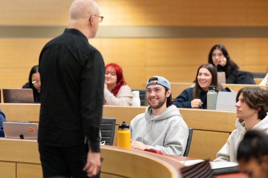 Professor and students in a classroom