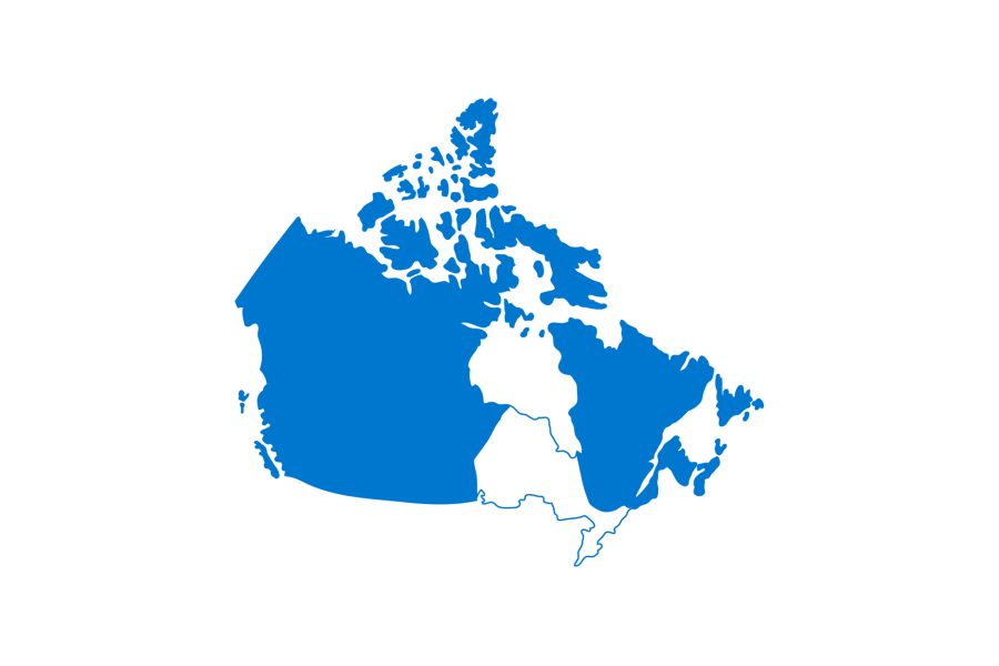 map of canada filled in except ontario